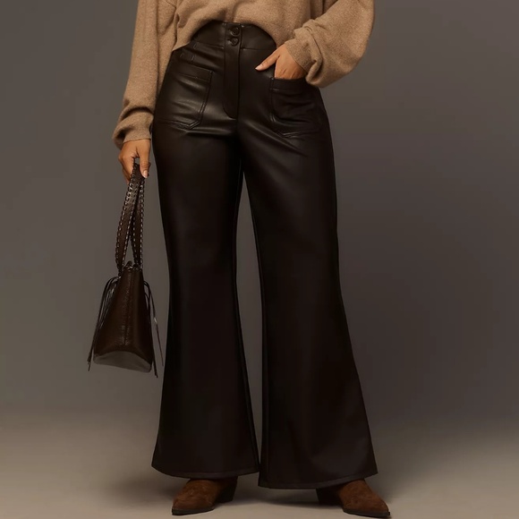 ANTHROPOLOGIE The Junie High-Rise Flare Pants by Maeve: Faux-Leather Edition NWT - Picture 5 of 8